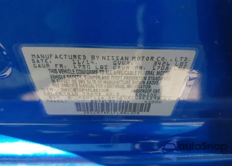 2015 Nissan Versa S/S Plus/Sv/Sl из США, поврежденный, VIN 3N1CN7AP1FL881308